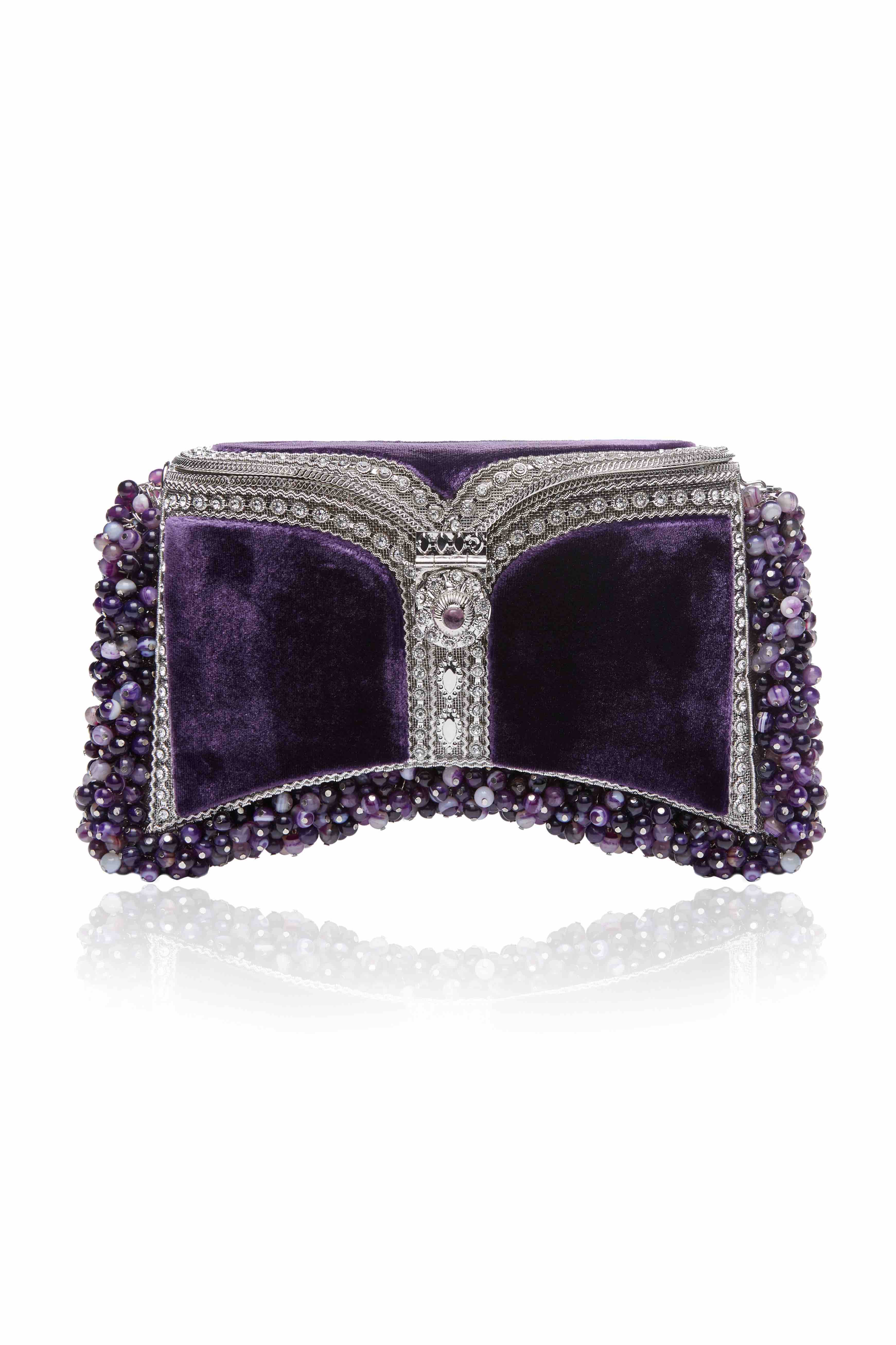 Zeenat Gemstone Clutch Balancing Chevron Amethyst Limited Edition